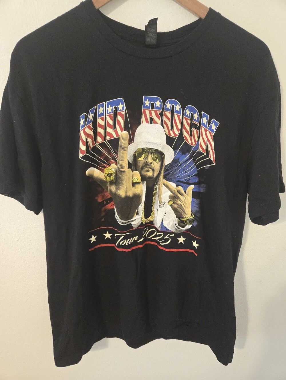 Kid Rock Middle Finger Tour 2025 T Shirt Mens Large USA